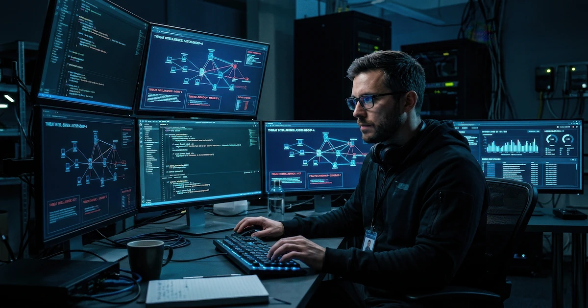 Mark Darland reviewing public key infrastructure and threat intelligence across a security operations center